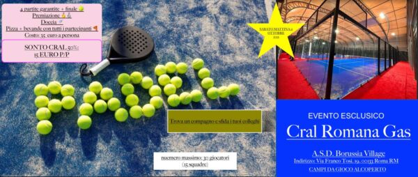 TORNEO PADEL 🎾 - Sabato 11 Ottobre 2025